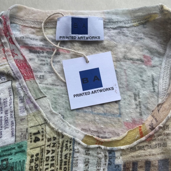 Printed Artwork Blue Label Made In Italy Linen Tickets Posters Tank Top Tee Smal - Picture 12 of 14